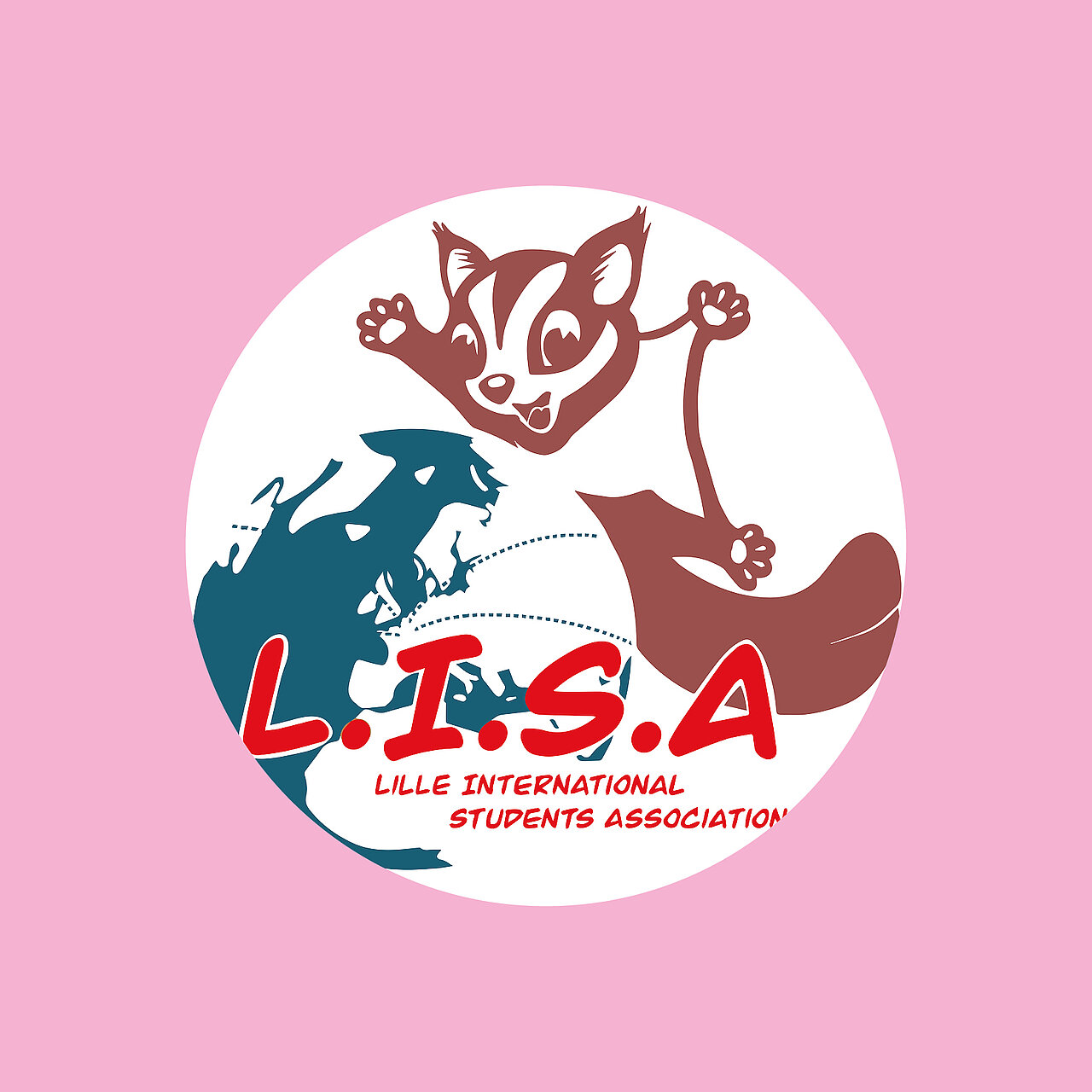 Logo de l'association L.I.S.A sur fond rose